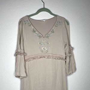 Shyanne Cream Embroidered Dress with Tassels